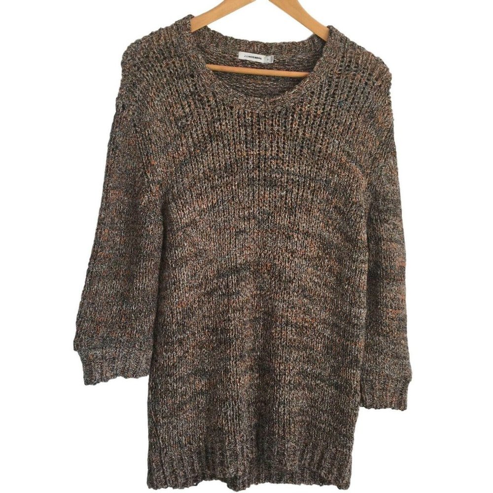 J Lindeberg Sweater Medium Gray Orange Melange